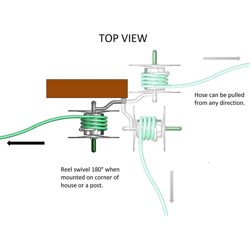 Yard Butler Hose Reel Mounts - Compact and Versatile Garden Hose Holder with Swivel and Mounting Options - Great for Garden Storage, 180 Degree Pivot - Image 4